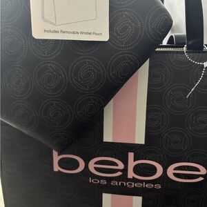 Bebe Black and Pink Tote with Wristlet